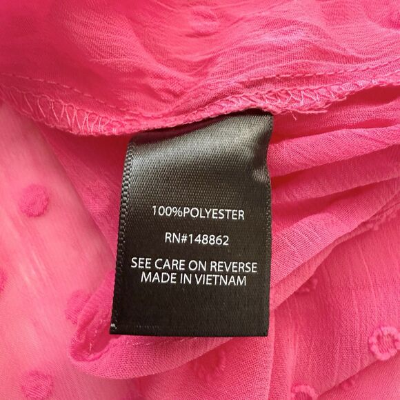 Torrid Womens Pink V-Neck Tassel Swiss Dot Sheer Peasant Blouse Top Size 3X - Picture 7 of 10